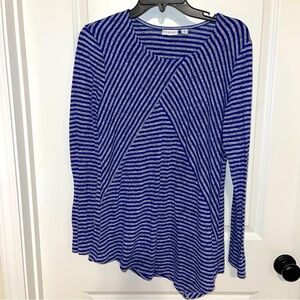 Kim Rogers blue/white contrast striped long sleeve Top- S